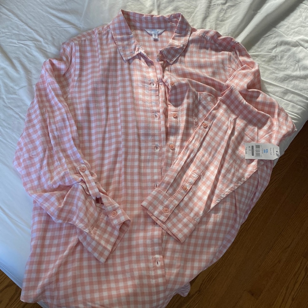 Pink plaid button down